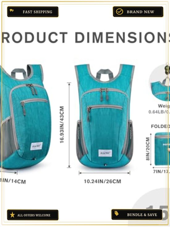 Hiking Daypack Lightweight Foldable Packable Travel Backpack Nylon